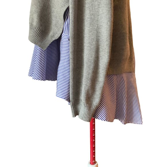 ENGLISH FACTORY - 2 pcs layered sweater  Gray knit Peplum blue white under Small - Picture 8 of 11